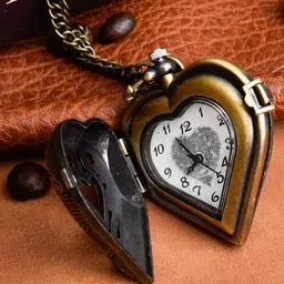 Young & Forever Adults Heart Shape Design Pocket Watch Necklace-picture-20