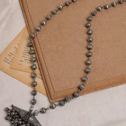 TEEJH Silver-Plated Beaded Oxidised Necklace-image-13
