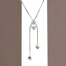 Rubans Rhodium-Plated CZ-Studded Necklace image 1