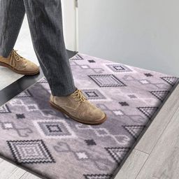 LUXEHOME INTERNATIONAL Black & Grey Geometric Printed Anti-Skid Doormat-51