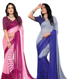 Moda Rapido Pack of 2 Women Striped Satin Saree-picture-52