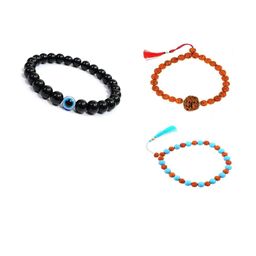 Divine souvenirs Unisex Set Of 3 Artificial Beaded Elasticated Bracelets-18