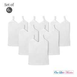 OUR LITTLE MUNKEE Girls Pack Of 6 Cotton Camisoles-13