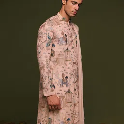 KALPRAAG Men Ethnic Motifs Embroidered Regular Sequinned Kurta with Patiala & With Dupatta image 5