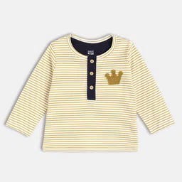 MINI KLUB Boys Striped Henley Neck Cotton T-shirt-21