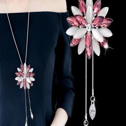 Shining Diva Fashion Silver-Toned & Pink Silver-Plated Necklace-image-86