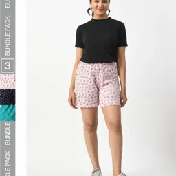 BAESD Women Pack of 3 Graphic Printed High-Rise Cotton Shorts-picture-47