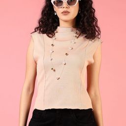 V-Mart Women Solid High Neck Sleeveless Cotton Top-picture-31