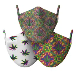 wHAT'S DOwn Unisex Pack of 3 Printed Cotton Reusable Face Mask-43