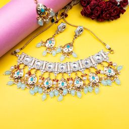 StileAdda Gold-Plated Kundan-Studded & Beaded Jewellery Set-image-89