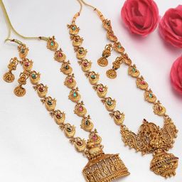 Zaveri Pearls Women Gold-Plated Set Of 2 Ethnic Temple Necklace Set-23