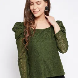 Imfashini Olive Green Lace Top-picture-14