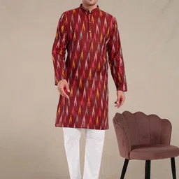 Moda Rapido Men Abstract Printed Cotton Kurta with Pyjama-picture-15