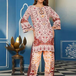 HOUSE OF KARI Printed V-Neck Top With Palazzo Co-Ords-picture-17