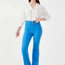 Fashion Gaiia Women Regular Fit Mid-Rise Bootcut Trousers-image-27
