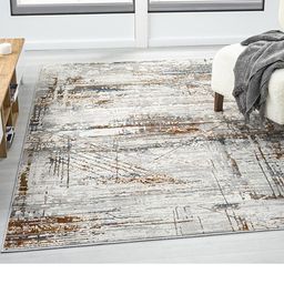 Kaleen India Rust Polyester Abstract Anti-Skid Carpets-image-77