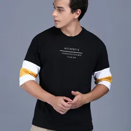 KAY DEE Men Colourblocked Drop-Shoulder Sleeves T-shirt-image-89
