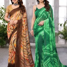Moda Rapido Pack of 2 Printed Pure Georgette Saree-image-50