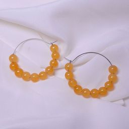 HOPMEE Silver-Plated Crystal Studded Circular Shape Oxidised Hoop Earrings-image-99