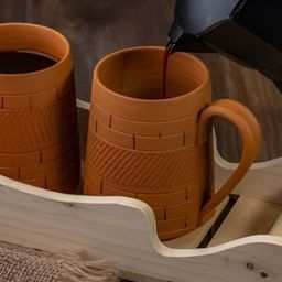 The handicraftian Terracotta NAWABI JUMBO Mug Set of 2-4