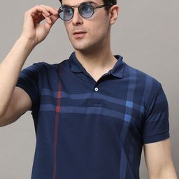 RELANE Men Checked Polo Collar Cotton T-shirt-image-91