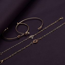 DressBerry Set Of 4 Gold-Toned Gold-Plated Bangle-Style Bracelet-5