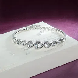 Yellow Chimes Silver-Plated Crystals Studded Bangle-Style Bracelet-46
