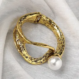 SOHI Gold Plated Pearls Kada Bracelet-picture-1