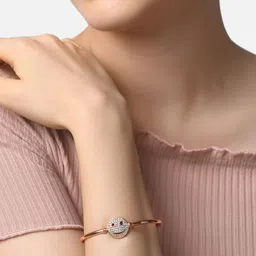 AMI Women Rose Gold Contemporary Cubic Zirconia Kada Style Bracelet-51