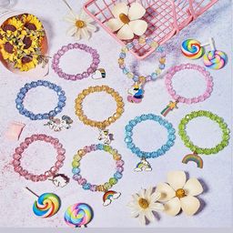 EL REGALO Girls Set Of 9 Pink & Green Wraparound Bracelet-picture-32