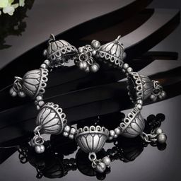 PANASH Silver-Toned Oxidized German Silver Umbrella Bracelet-84