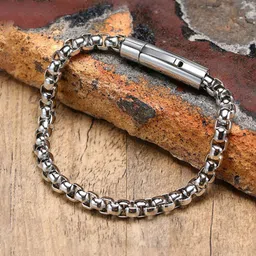 Yellow Chimes Men Silver-Plated Wraparound Beads Bracelet-36