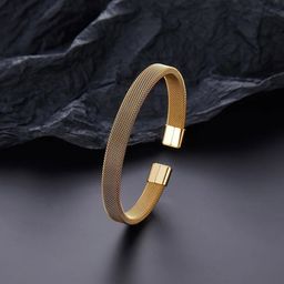 Fashion Frill Gold Plated Stainless Steel Cuff Bracelet-27