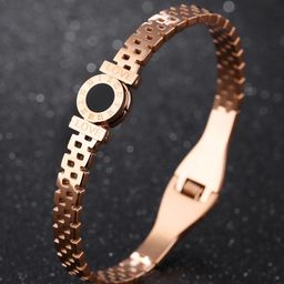 Yellow Chimes Women Rose Gold & Black Rose Gold-Plated Kada Bracelet-16