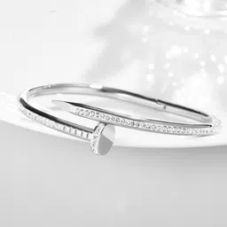 MYKI Women Silver-Plated Cubic Zirconia Bangle-Style Bracelet-picture-30
