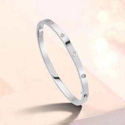 MYKI Women Cubic Zirconia Silver-Plated Kada Bracelet-13