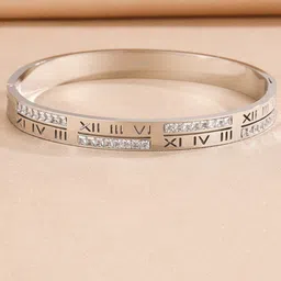 MYKI Cubic Zirconia Silver-Plated Kada Bracelet-28