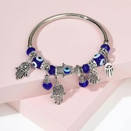 MEENAZ Women Silver-Plated Evil Eye Beads Kada Bracelet-image-77