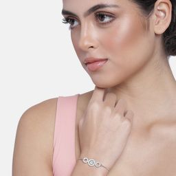 I Jewels Women Silver-Toned Rhodium-Plated Link Bracelet-image-72