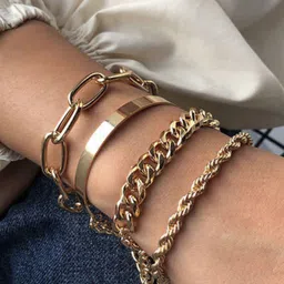 Jewels Galaxy Women 4 Gold-Toned Gold-Plated Link Bracelet-34