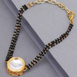 KARATCART Women Gold & Black Kundan Handcrafted Charm Bracelet-image-31