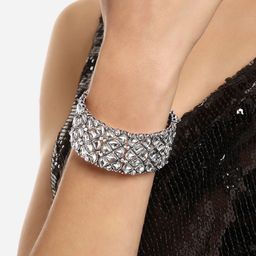 Zaveri Pearls Silver-Plated Kundan & Stones Kada Bracelet-44
