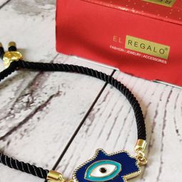EL REGALO Unisex Gold-Toned & Blue Gold-Plated Evil Eye Charm Bracelet-20