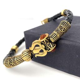 YOUSTYLO Men Gold Plated Trishul Damroo Rudraksha Bracelet-image-60