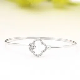 AMI Women Silver-Plated Brass Cubic Zirconia Kada Bracelet-image-74