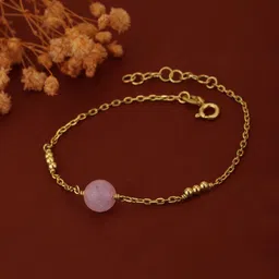 Carlton London Gold-Plated Pink Opal Studded Handcrafted Bracelet-image-56