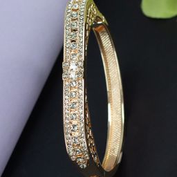 PRIVIU American Diamond Rose Gold-Plated Stainless Steel Bangle-Style Bracelet-image-46