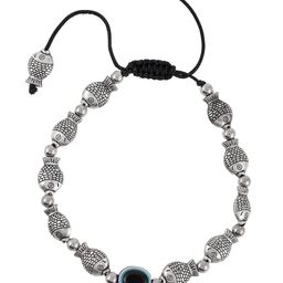 Silvermerc Designs Women Brass Oxidised Silver-Plated Charm Bracelet-image-66