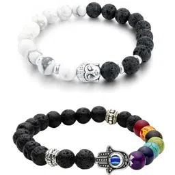 Yellow Chimes Unisex Set of 2 Evil Eye Beads Bracelet-12