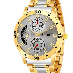 ALLORO Men Grey Dial & Gold-Plated Stainless Steel Bracelet Style Analogue Watch ALG603-3
